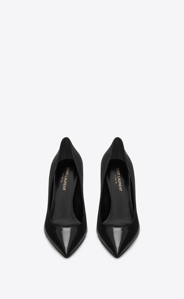 OPYUM 85 Pumps aus schwarzem Lackleder und Chrom